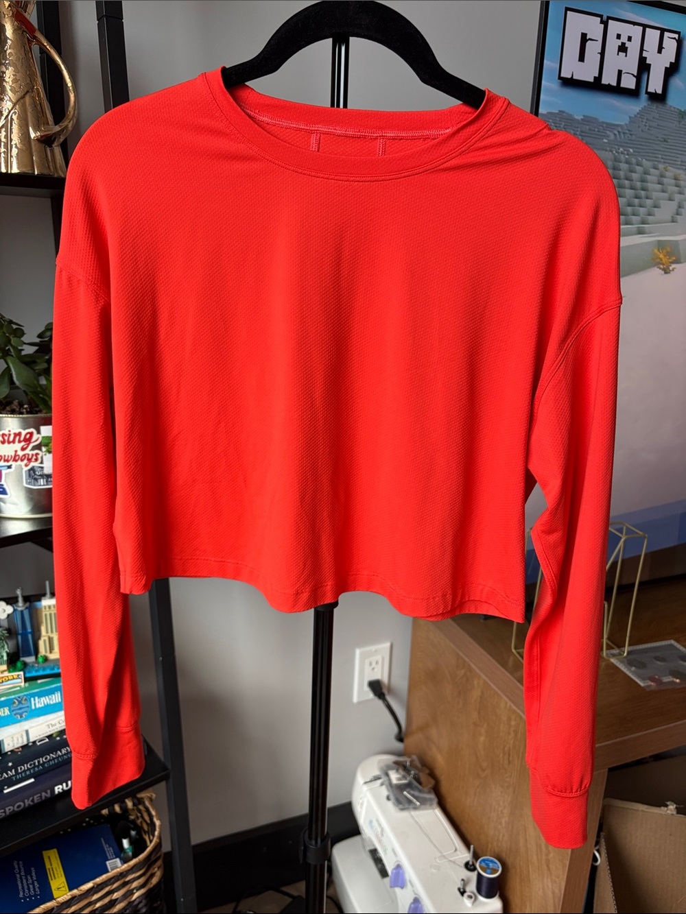 lululemon athletica Bright Red Cropped Long-Sleeve Top